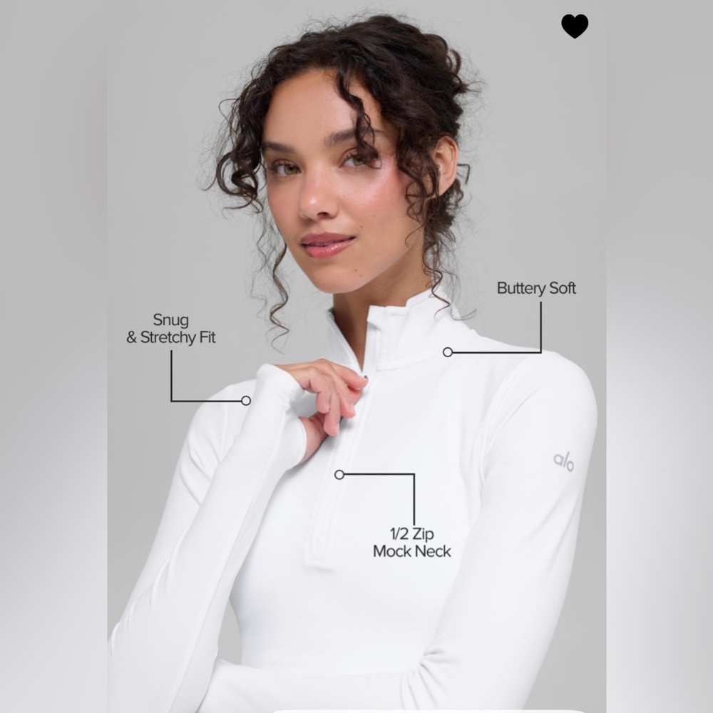 ALO Yoga Alosoft 1/2 Zip Pullover White Mock Neck Sweatshirt NWT - Picture 5 of 8